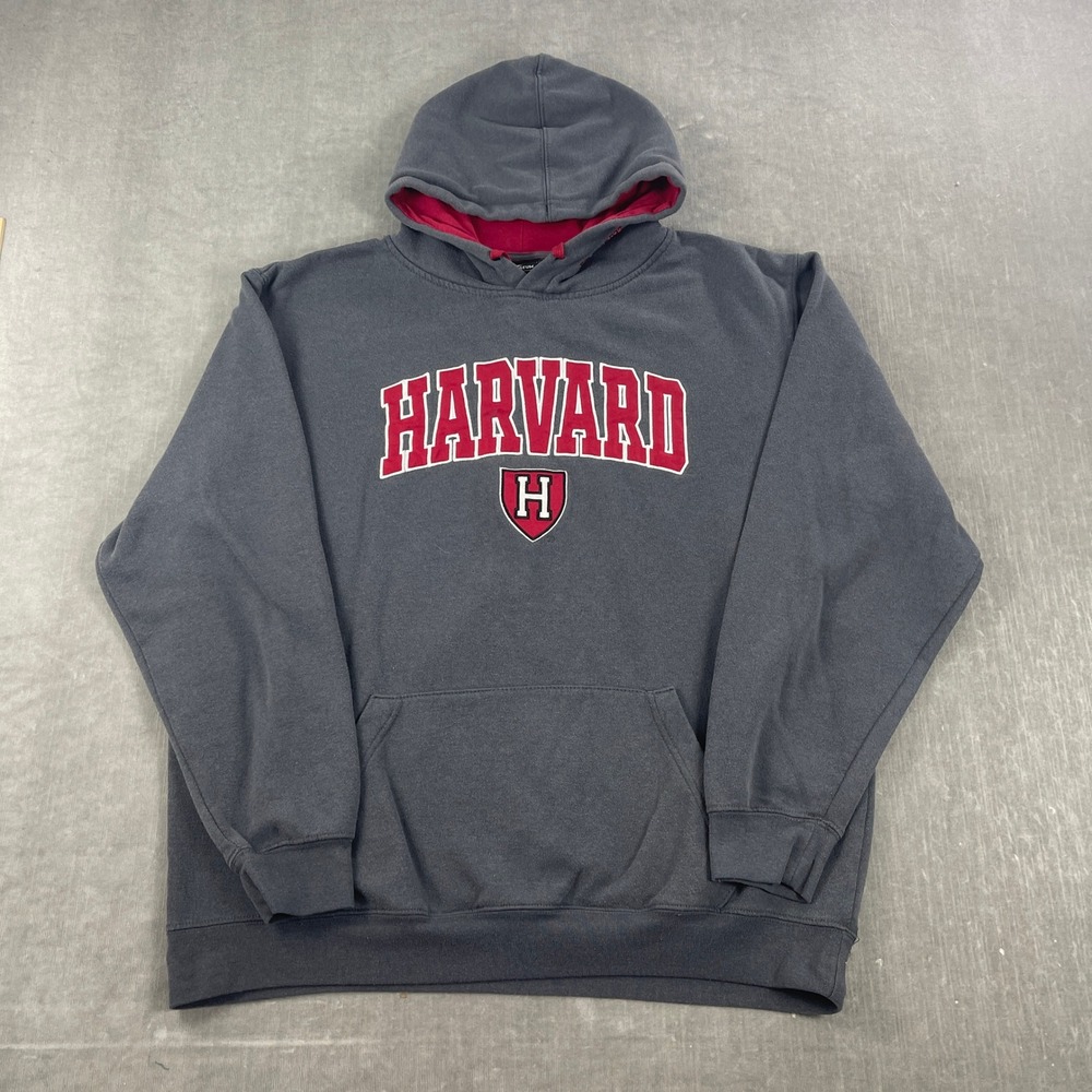 Harvard Colosseum Mens XL Gray Hoodie Crimson‎ Applique Logo Sweatshirt